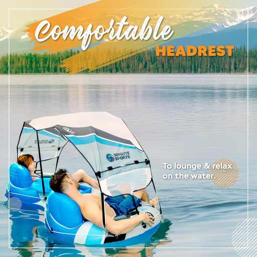 Heavy - Duty 2 - Person River Tube Inflatable Float with Built - In Cooler and Canopy - Monsta Online