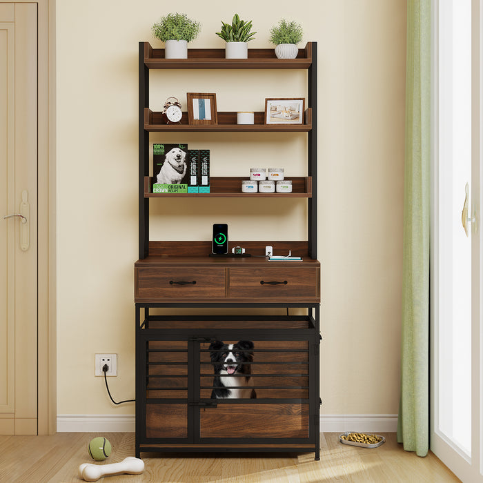 Multi Functional 32" Dog Crate Furniture with Storage Shelves and Heavy Duty Cage - Monsta Online