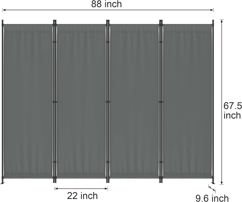Foldable 4 Panel Privacy Screen Room Divider 88" with Freestanding Stability for Any Space - Monsta Online