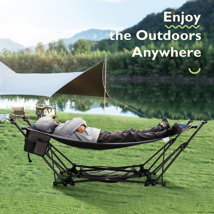 Heavy - Duty Folding Hammock with Sturdy Free - Standing Frame - Monsta Online