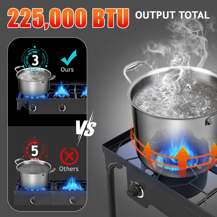 Portable 3 - Burner Propane Camp Stove with Removable Legs for Outdoor Cooking - Monsta Online