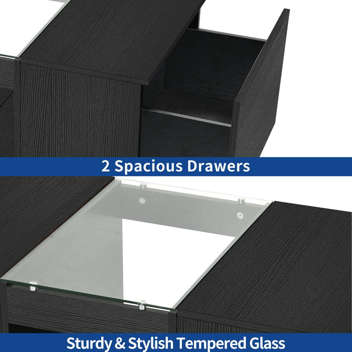 40" Modern LED Coffee Table with Hidden Storage Drawers and Charging Station - Monsta Online