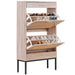Modern Shoe Cabinet with Rattan Flip Drawers and Metal Frame - Monsta Online