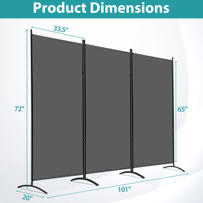 3 - Panel Folding Privacy Screen Room Divider 102" for Flexible Room Separation - Monsta Online
