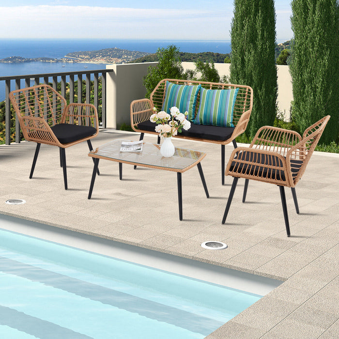 Modern 4 - Piece Rattan Table and Chair Patio Furniture Set for Relaxation - Monsta Online