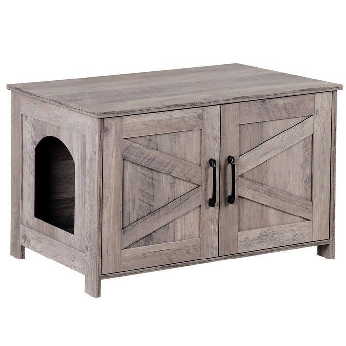 Modern Cat Litter Box Enclosure Furniture with Elegant Barn - Style Door - Monsta Online