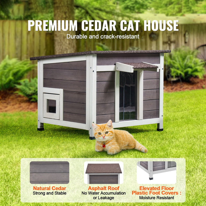 Premium Wooden Outdoor Cat House with Protective Openable Roof and Cozy Window - Monsta Online