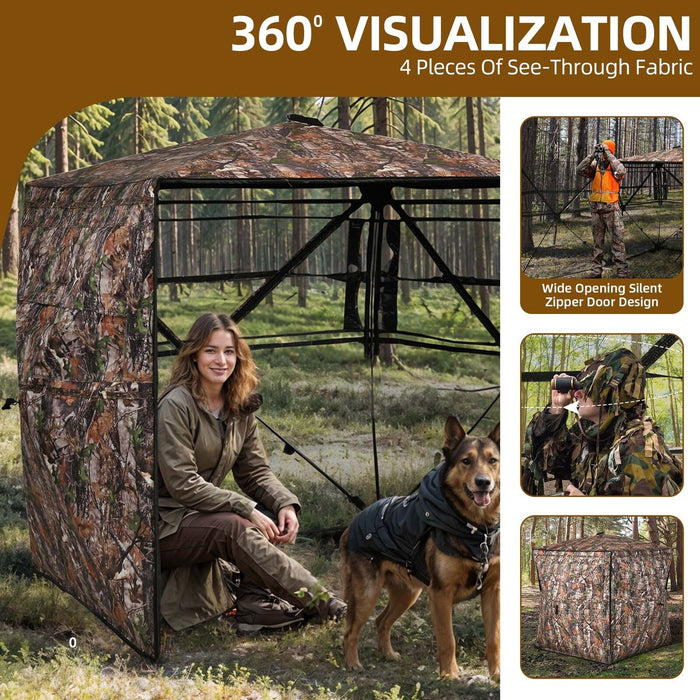 360 View Camouflage See Through Hunting Blind with Full Side Entry for 2 to 3 Persons - Monsta Online