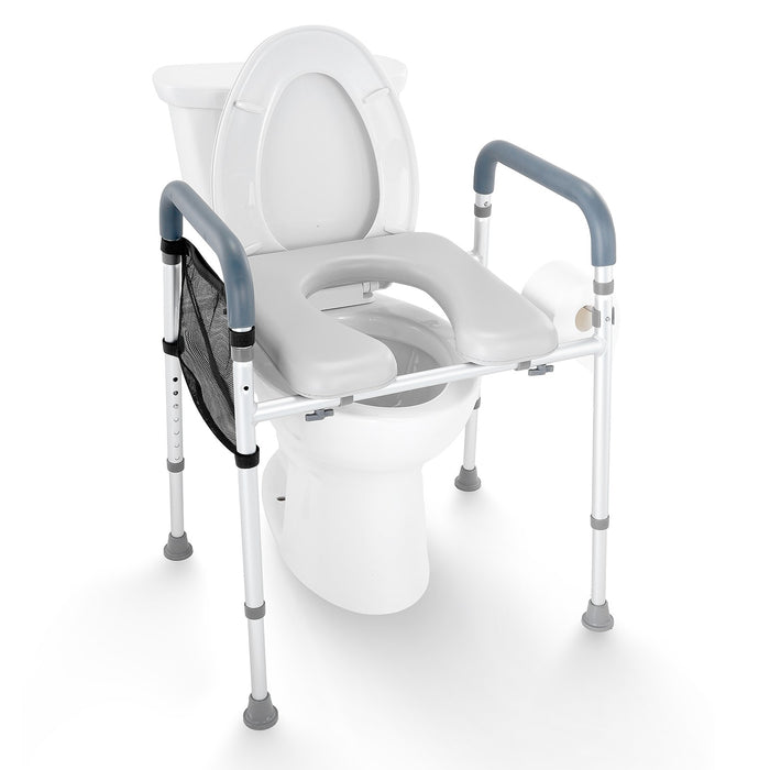 Non - Slip 350LBS Toilet Seat Riser for Seniors with Padded Arms - Monsta Online