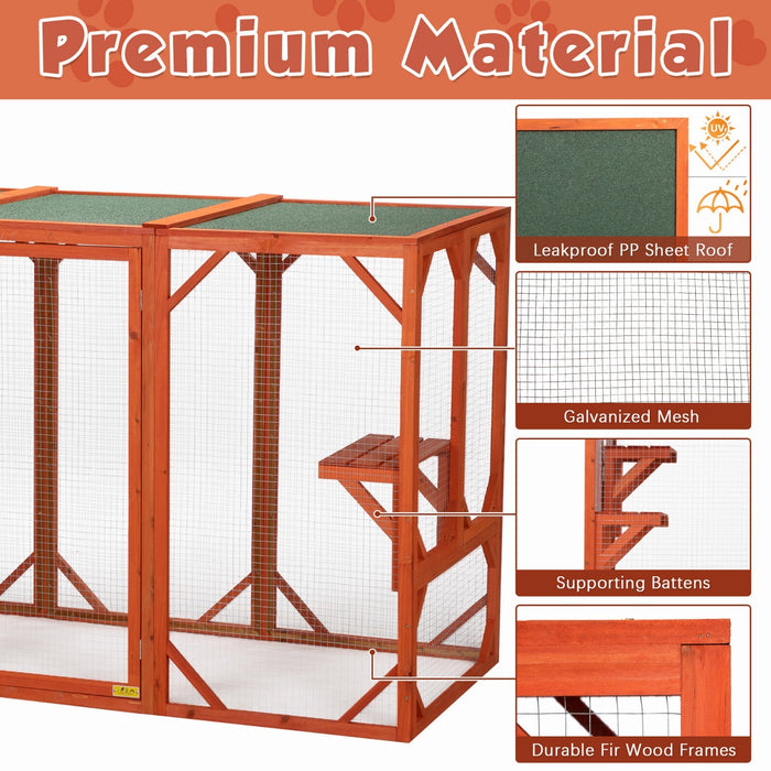 Large Wooden Catio Outdoor Cat Enclosure for Multiple Cats and Playtime Freedom - Monsta Online