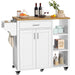 Modern 37" Rolling Kitchen Island Cart Cabinet With Drawer and Shelves - Monsta Online