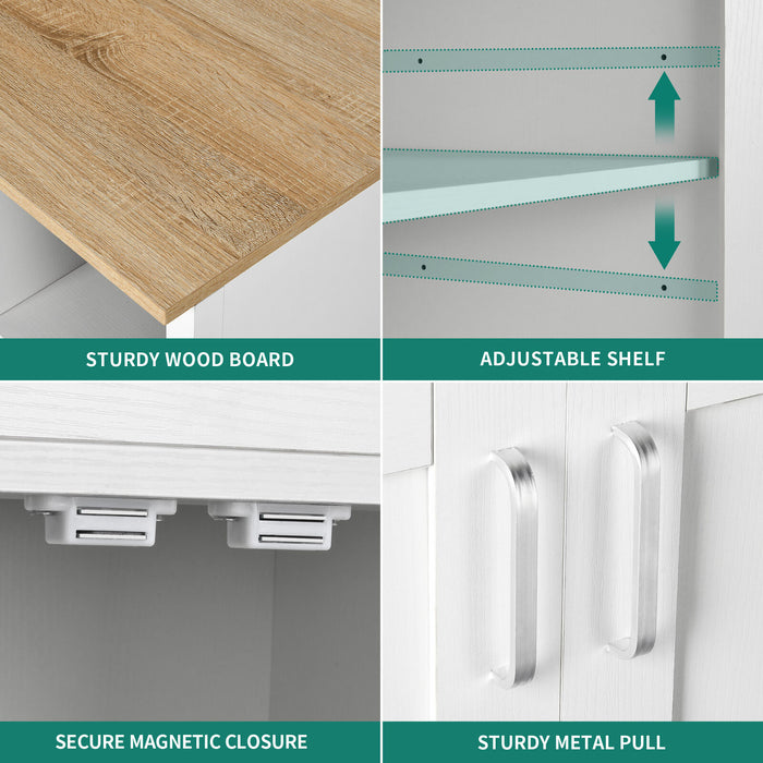 Modern 37" Rolling Kitchen Island Cart Cabinet With Drawer and Shelves - Monsta Online