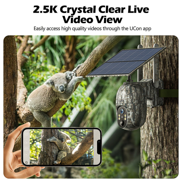 Camouflage Solar Trail Camera 2.5K with Instant Alerts and Night Vision - Monsta Online