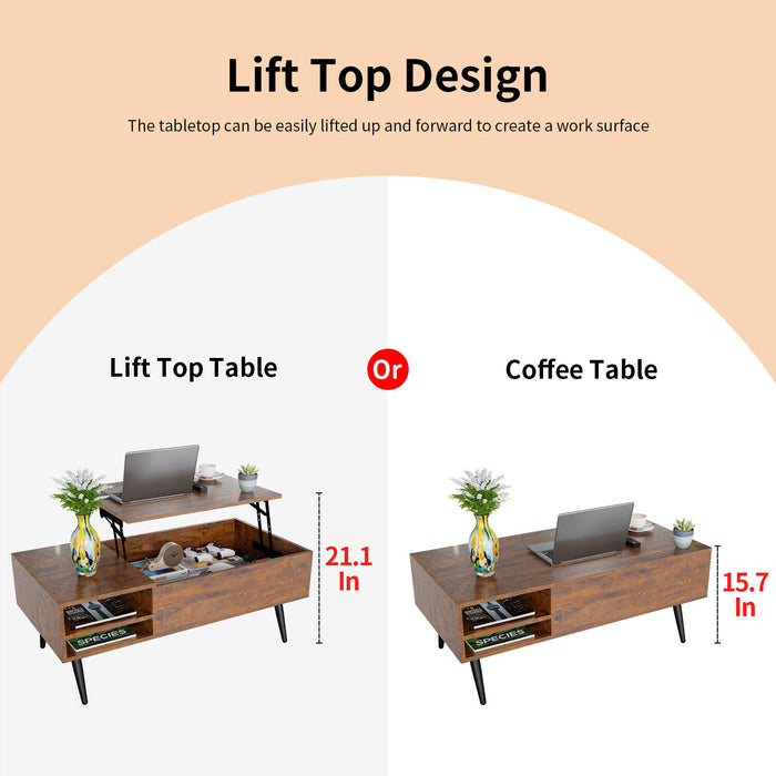 Modern Lift - Top Coffee Table with Hidden Compartment and Adjustable Space - Monsta Online