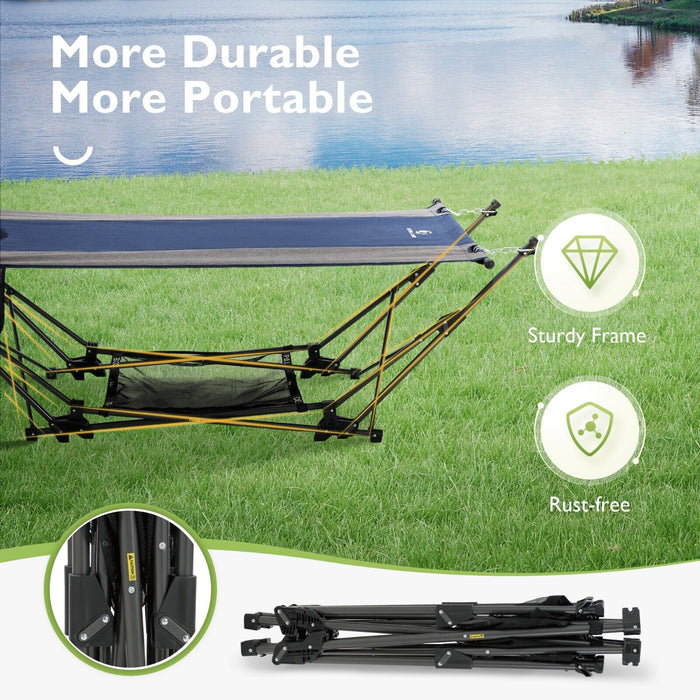 Heavy - Duty Folding Hammock with Sturdy Free - Standing Frame - Monsta Online