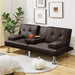 3 - in - 1 Convertible Futon Sofa Bed with Cup Holders and Plush Pillows - Monsta Online