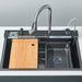 Modern 29.5" Stainless Steel Drop - In Waterfall Kitchen Sink with Pull Down Faucet - Monsta Online