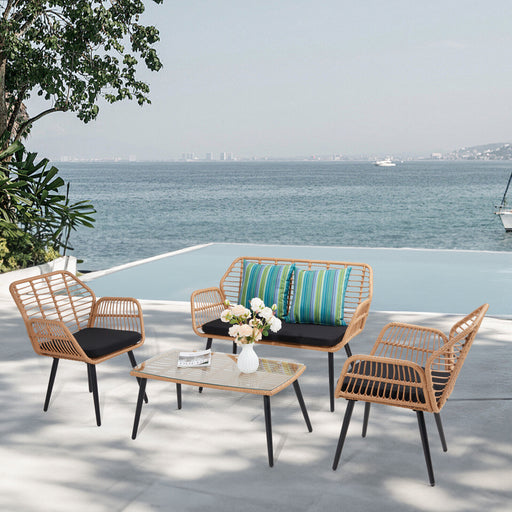 Modern 4 - Piece Rattan Table and Chair Patio Furniture Set for Relaxation - Monsta Online