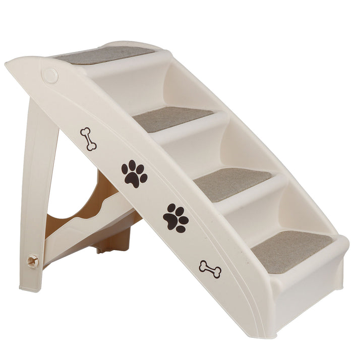 Non - Slip 4 - Steps Foldable Dog Stairs with Sturdy Support Frame for High Beds - Monsta Online