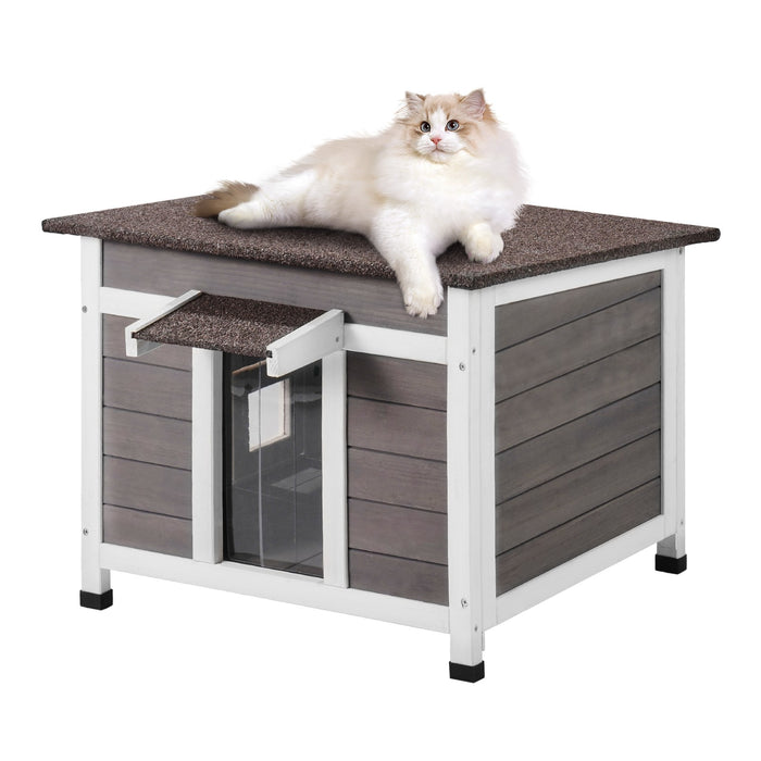 Premium Wooden Outdoor Cat House with Protective Openable Roof and Cozy Window - Monsta Online