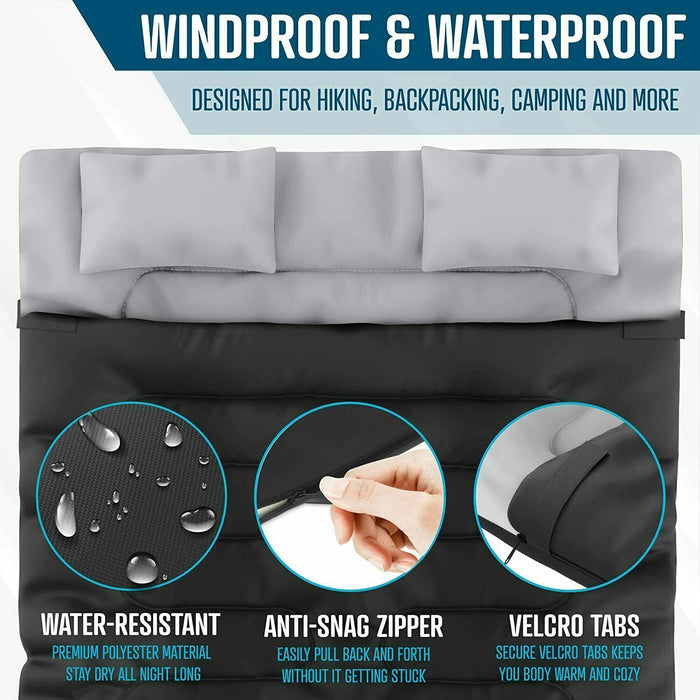 Premium 2 - in - 1 Queen Size Weather Sleeping Bag With 2 Pillows - Monsta Online