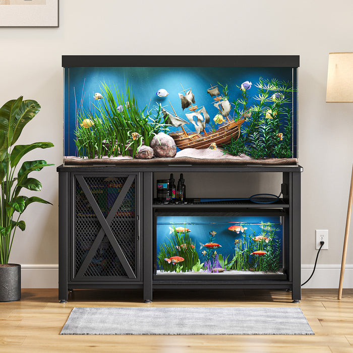 Premium 75 Gallon Metal Fish Tank Stand with Built - In Power Outlet - Monsta Online