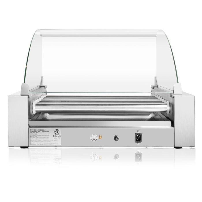 High Capacity 18 Hot Dog Roller Grill Cooker Machine with Glass Shield - Monsta Online