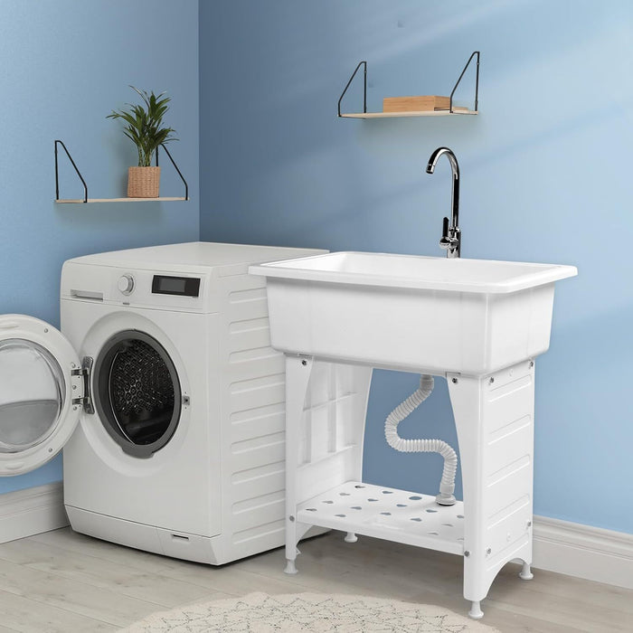 Multi Purpose Utility Laundry Sink with Stainless Steel Faucet and Removable Drainboard - Monsta Online