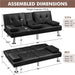 3 - in - 1 Convertible Futon Sofa Bed with Cup Holders and Plush Pillows - Monsta Online