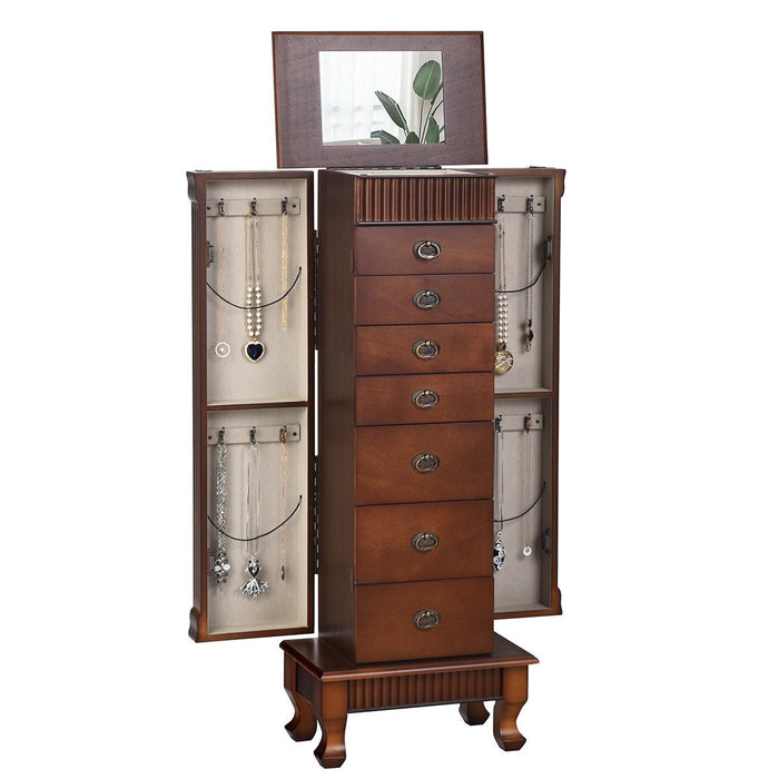Luxury Wooden Jewelry Armoire with Mirror and Drawers - Monsta Online