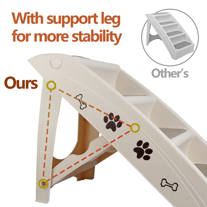 Non - Slip 4 - Steps Foldable Dog Stairs with Sturdy Support Frame for High Beds - Monsta Online