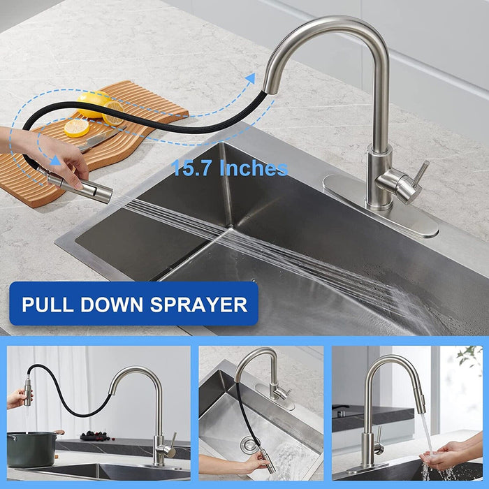 Ergonomic Single - Handle Pull - Down Kitchen Faucet with Pull Down Sprayer - Monsta Online