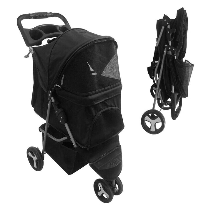 Premium Foldable 3 Wheel Pet Stroller with Cup Holder for Dogs and Cats - Monsta Online