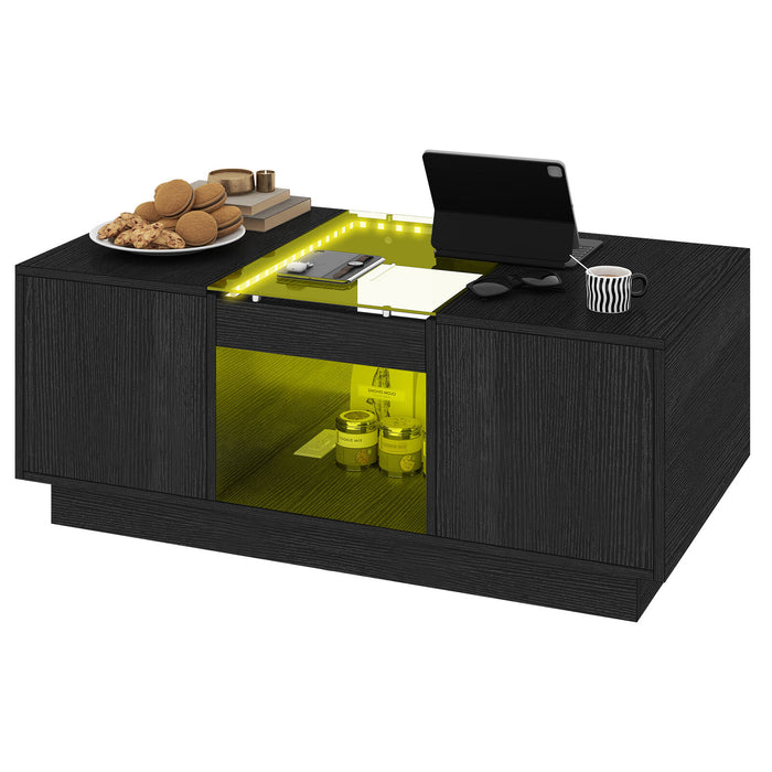 40" Modern LED Coffee Table with Hidden Storage Drawers and Charging Station - Monsta Online