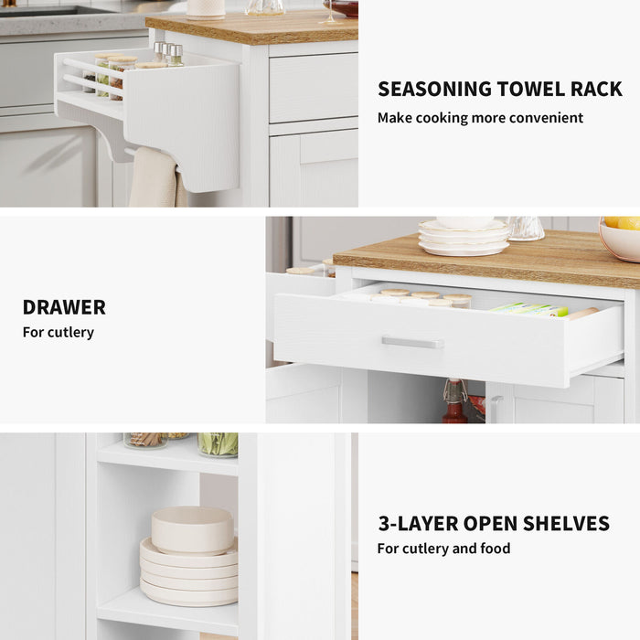 Modern 37" Rolling Kitchen Island Cart Cabinet With Drawer and Shelves - Monsta Online