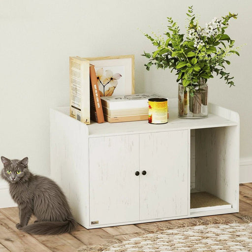 Modern Cat Litter Box Furniture with Built - In Scratching Mat - Monsta Online