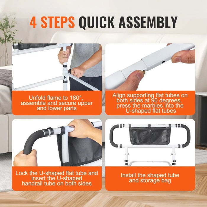 180° Foldable Safety Bed Rails for Seniors with Adjustable Handle and 450LBS Capacity - Monsta Online