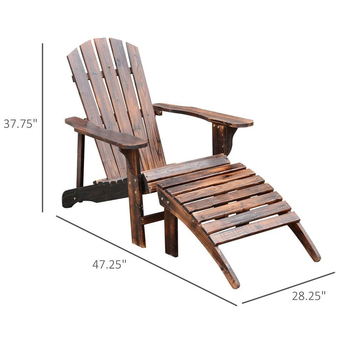 Classic Wooden Adirondack Outdoor Chair with Footrest for Patio and Poolside Comfort - Monsta Online