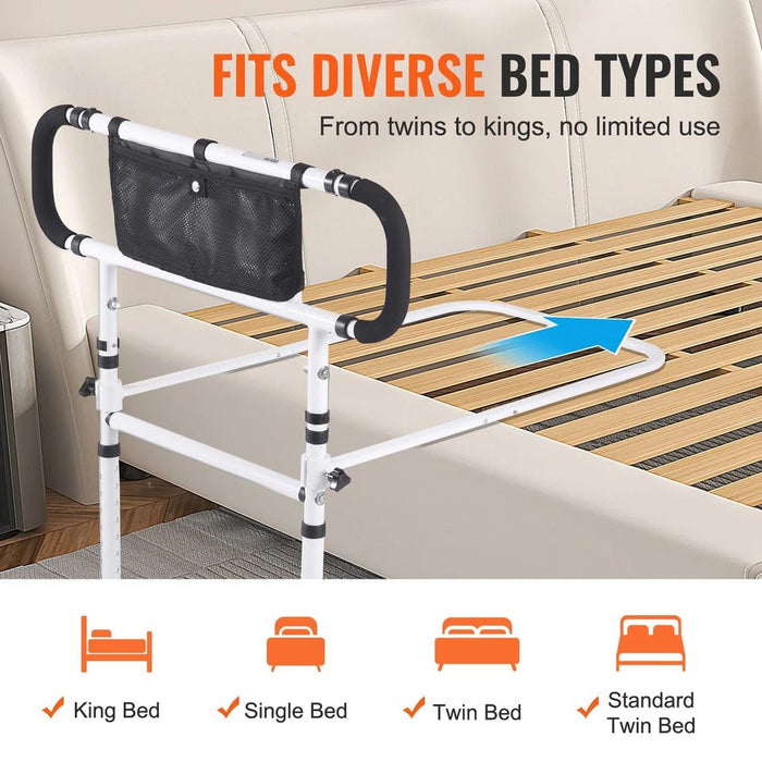 180° Foldable Safety Bed Rails for Seniors with Adjustable Handle and 450LBS Capacity - Monsta Online
