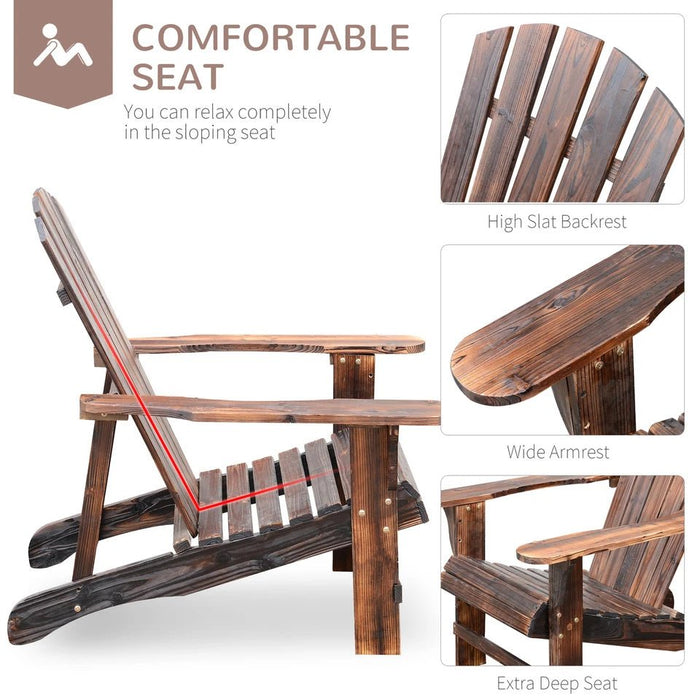 Classic Wooden Adirondack Outdoor Chair with Footrest for Patio and Poolside Comfort - Monsta Online