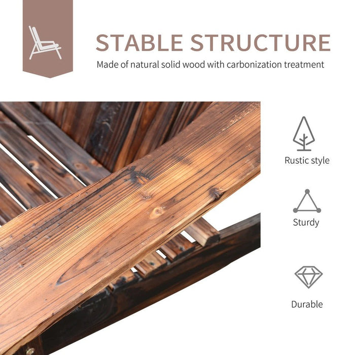 Classic Wooden Adirondack Outdoor Chair with Footrest for Patio and Poolside Comfort - Monsta Online