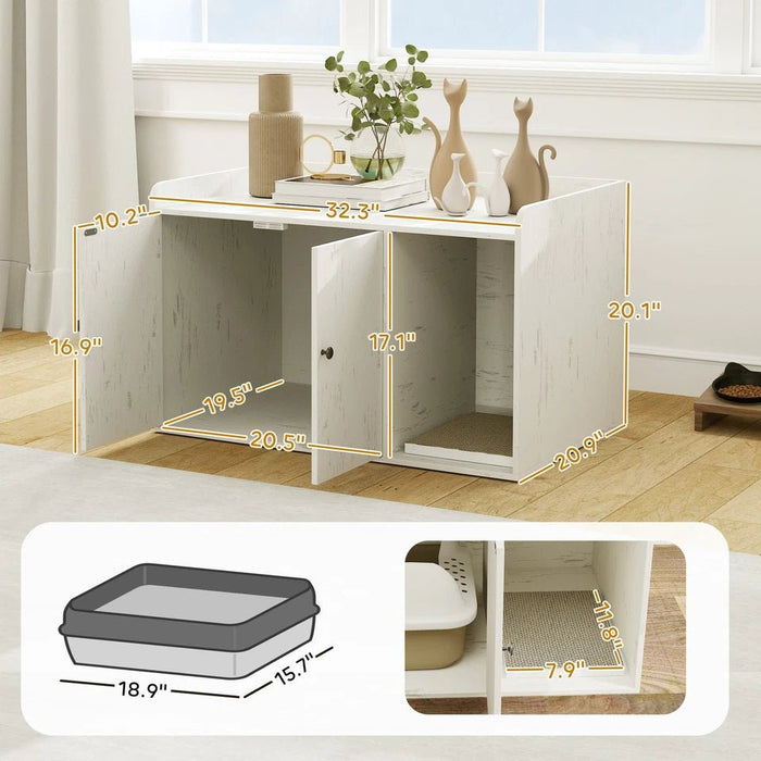 Modern Cat Litter Box Furniture with Built - In Scratching Mat - Monsta Online