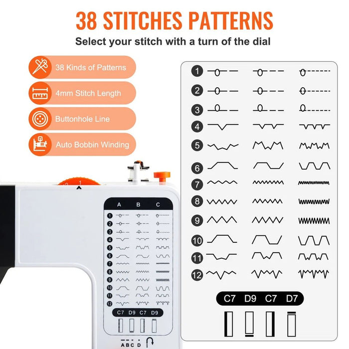Deluxe Sewing Machine Set with Foot Pedal and 38 Built - In Stitches - Monsta Online