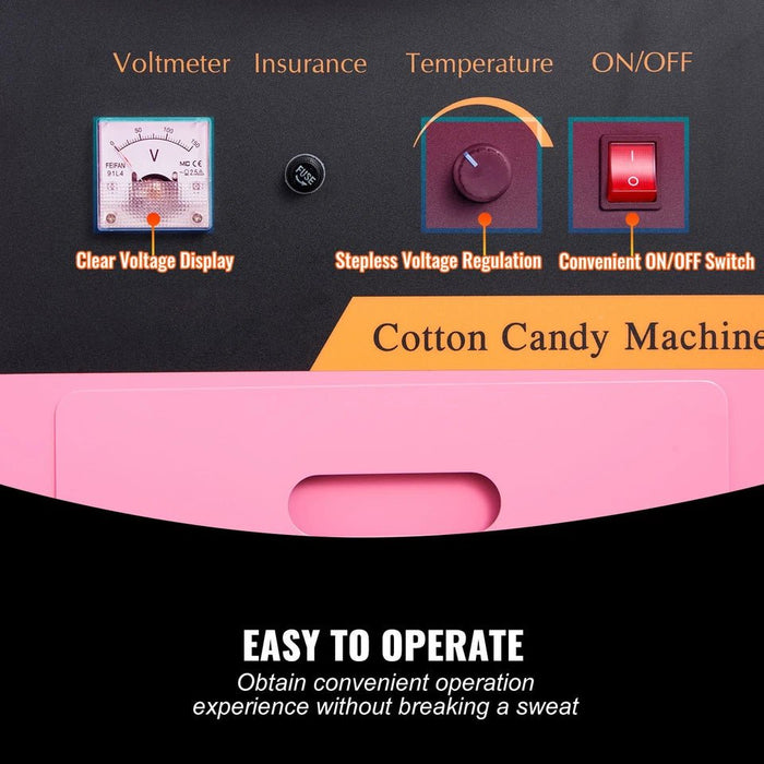 Heavy - Duty 1000W Cotton Candy Machine with Mobile Cart and Steel Bowl - Monsta Online