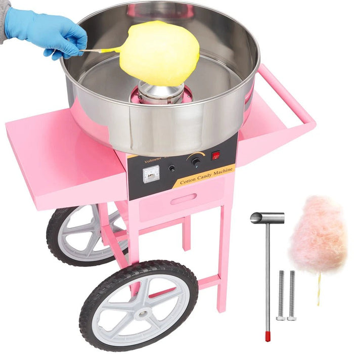 Heavy - Duty 1000W Cotton Candy Machine with Mobile Cart and Steel Bowl - Monsta Online