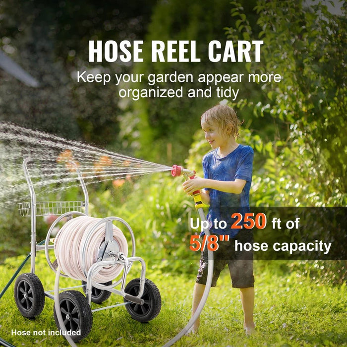 Portable Garden Hose Reel Cart with Wheels and Storage Basket - Monsta Online