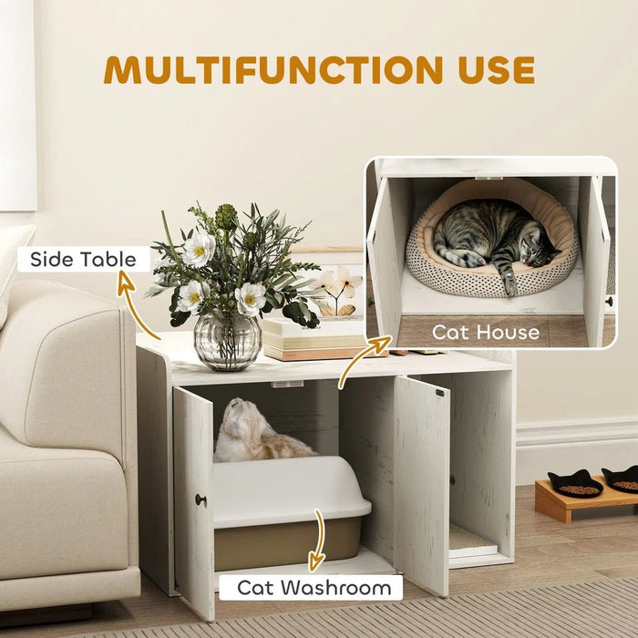Modern Cat Litter Box Furniture with Built - In Scratching Mat - Monsta Online