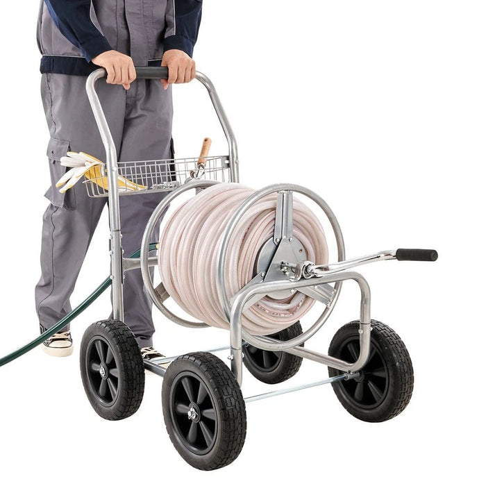 Portable Garden Hose Reel Cart with Wheels and Storage Basket - Monsta Online