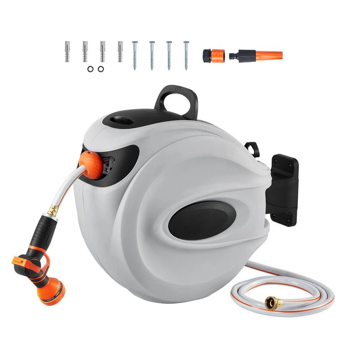 65ft Retractable Garden Hose Reel with 180° Swivel Wall Mount Design - Monsta Online