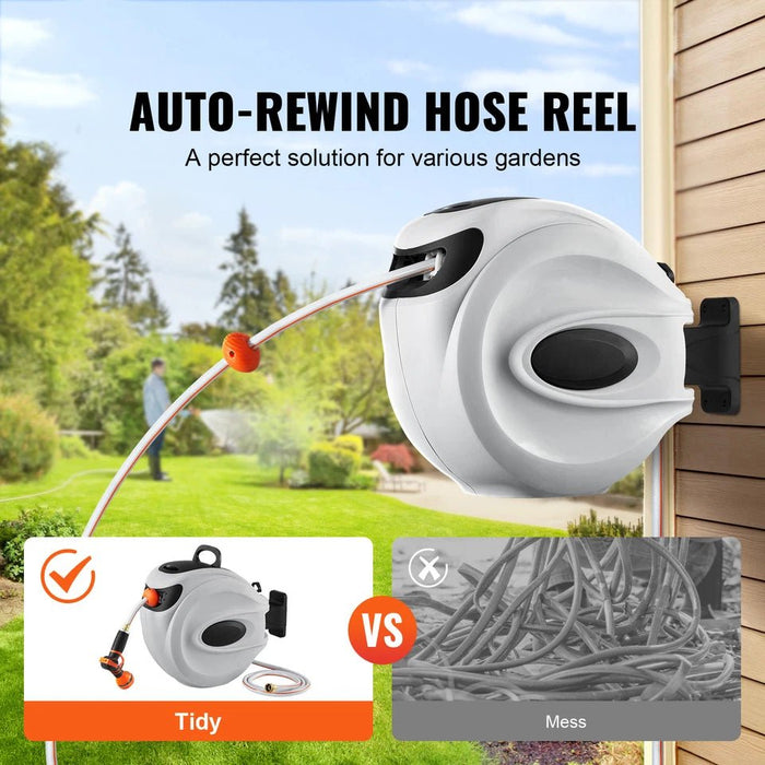 65ft Retractable Garden Hose Reel with 180° Swivel Wall Mount Design - Monsta Online